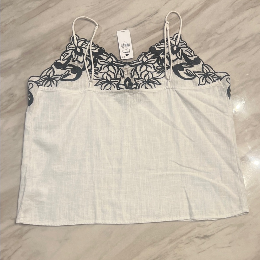 Elegant White and Black Embroidered Women's Top - Picture 2 of 2